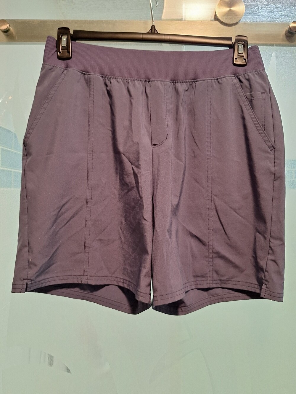 Casual Elastic Waist Lavender Womens Shorts